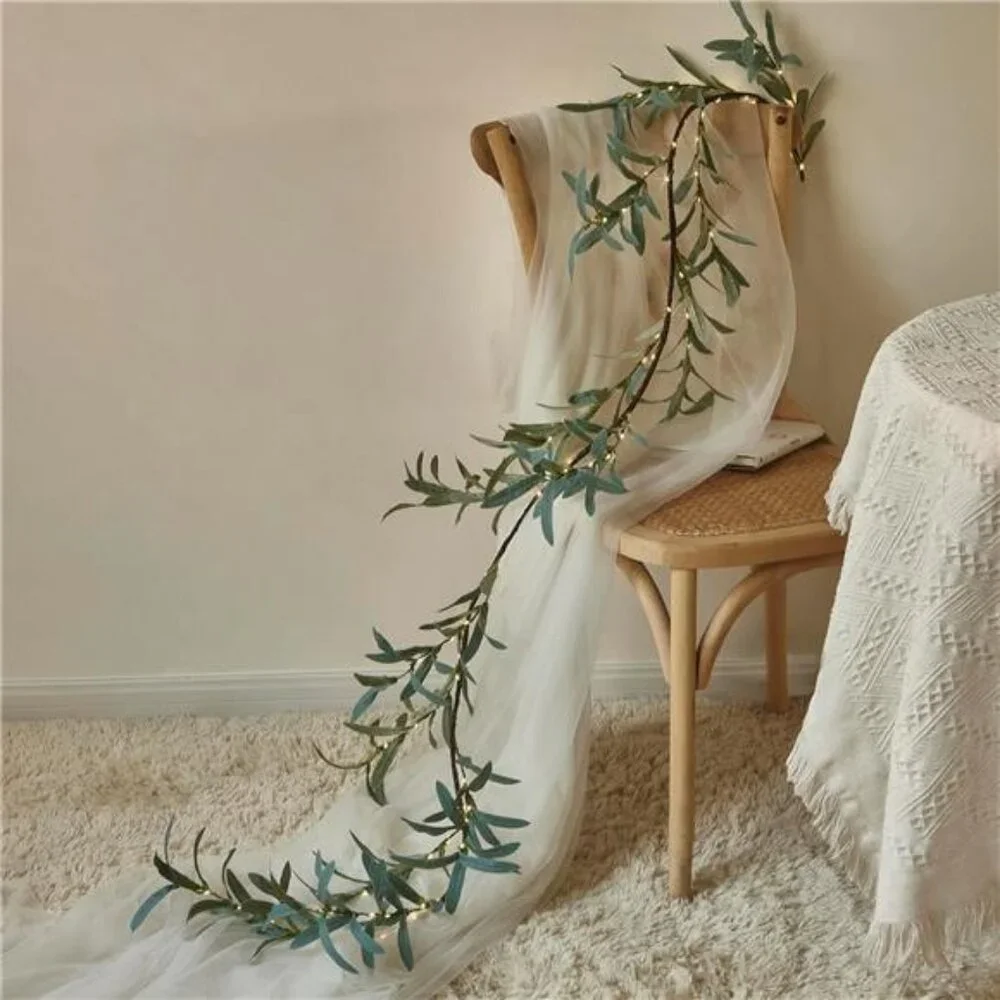 Lighted Artificial Olive Garland 6FT 96 LED Fairy Lights Battery Operated